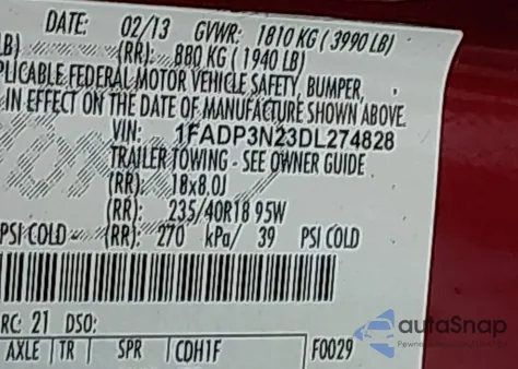 2013 Ford Focus Titanium z USA, uszkodzony, nr VIN 1FADP3N23DL274828